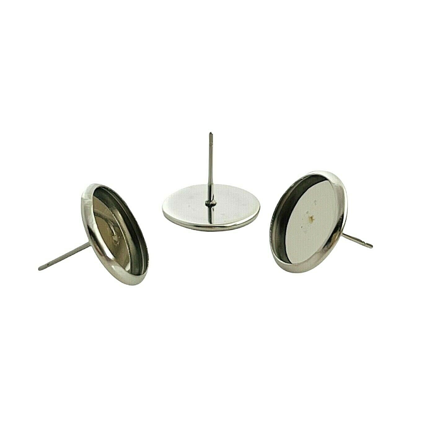20 Stainless Steel Post Stud Earring Wire Fits 12mm Cabochon Settings Cups Beads