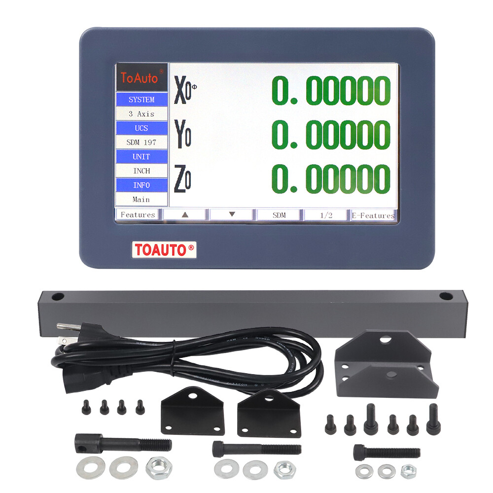 TOAUTO 2Axis /3 Axis Digital Readout 7'' LCD Touch Screen DRO 5UM Linear Scale