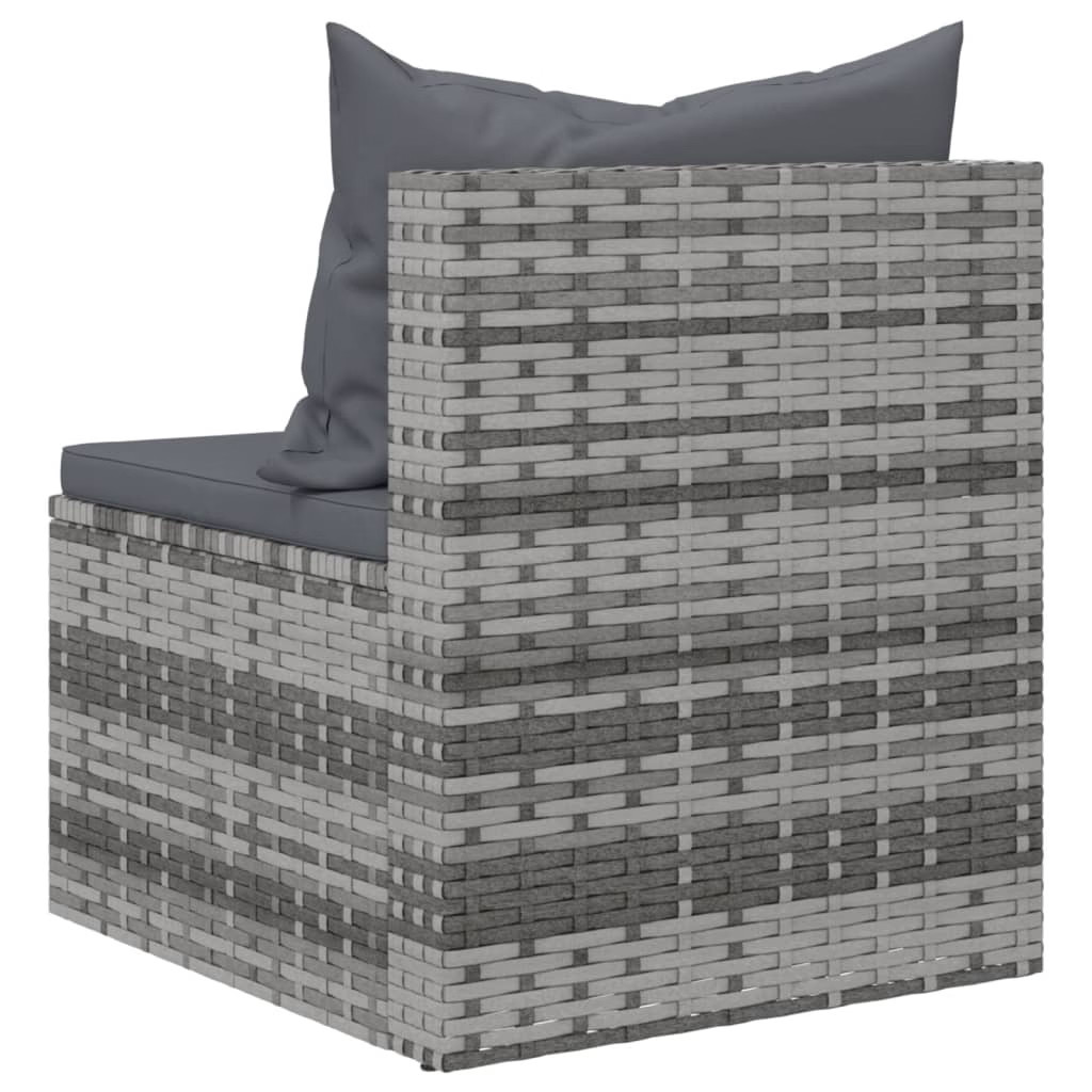 Garden Middle Sofa Grey PE rattan, powder-coated steel Medium