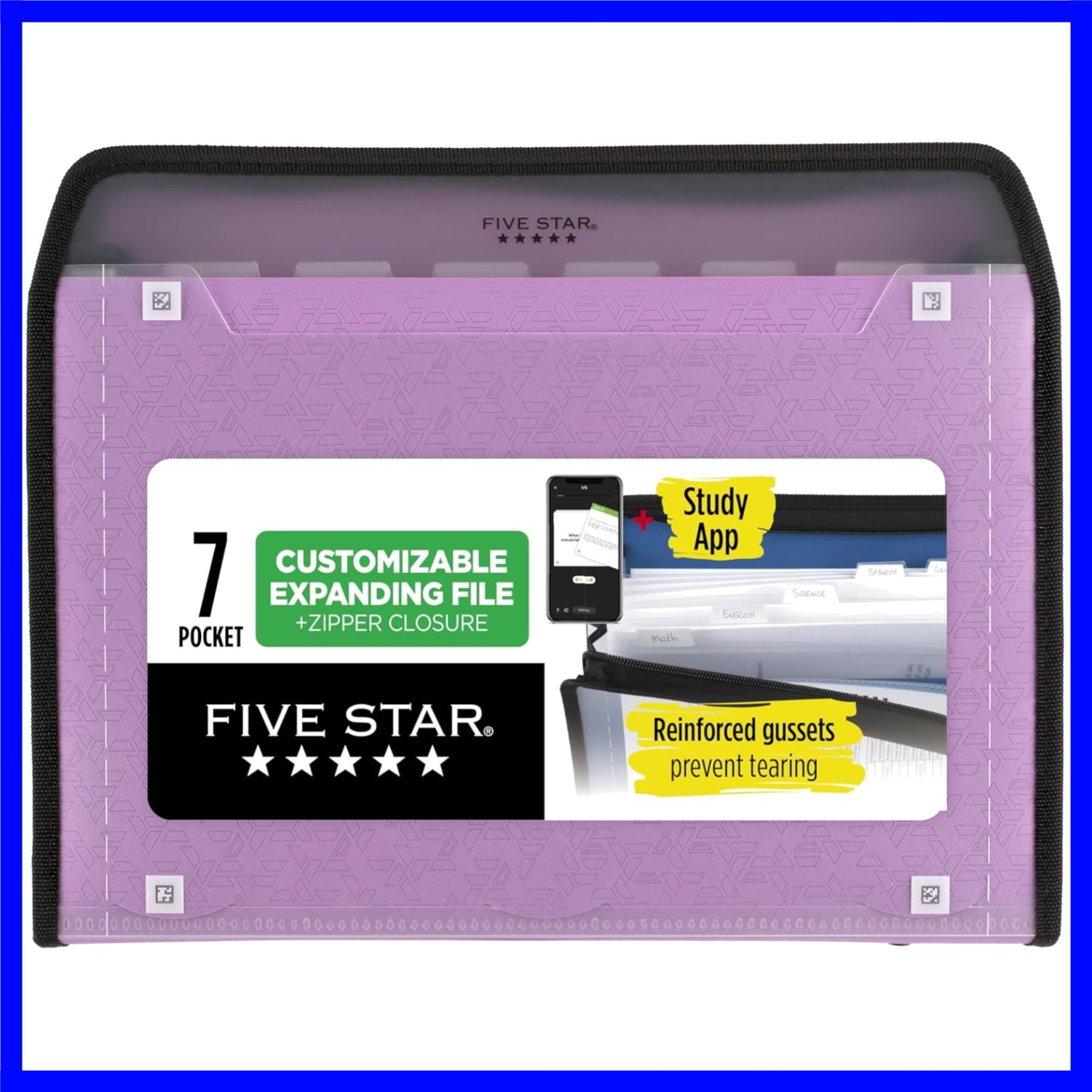 Expanding File Organizer + Study App, 7-Pocket Accordian File Organizer, Zipp...