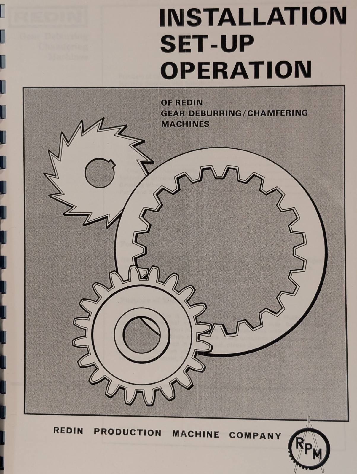 OF Redin Gear Deburring/ Chamfering Machine Installation, & Operation Manual