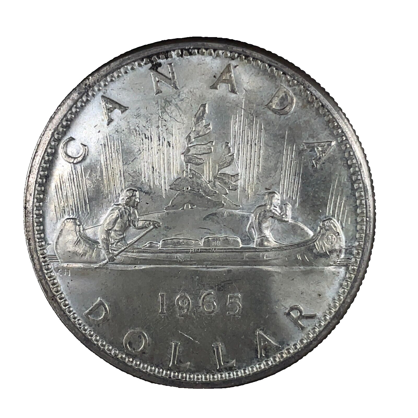 1965 PL Unc. $1 Canada Dollar .800 Silver Type 2 Small Beads Blunt 5
