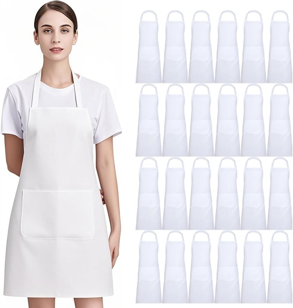 2/8/12/ White Aprons with Poets: Unisex Apron Bulk with Extra Long Ties