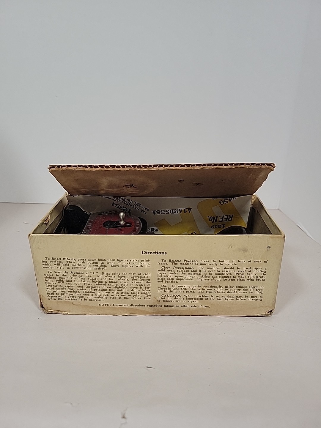 Vintage Bates Manufacturing Co/Bates Numbering Machine 6 E W/box