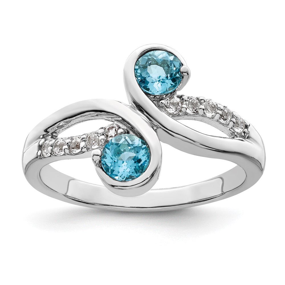 Sterling Silver Rhod-plated .8t.w. LSBT/White Topaz Swirl Ring Size 7