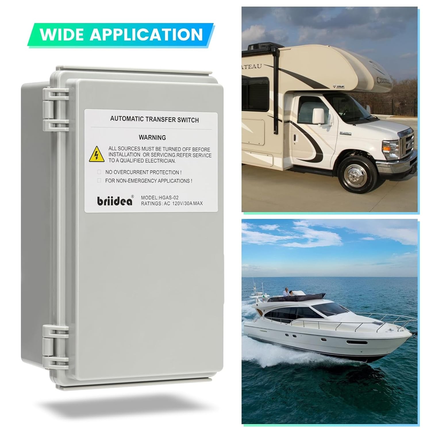 RV Transfer Switch, Automatic Transfer Switch 30 Amp Applied to RV, Speedboat...