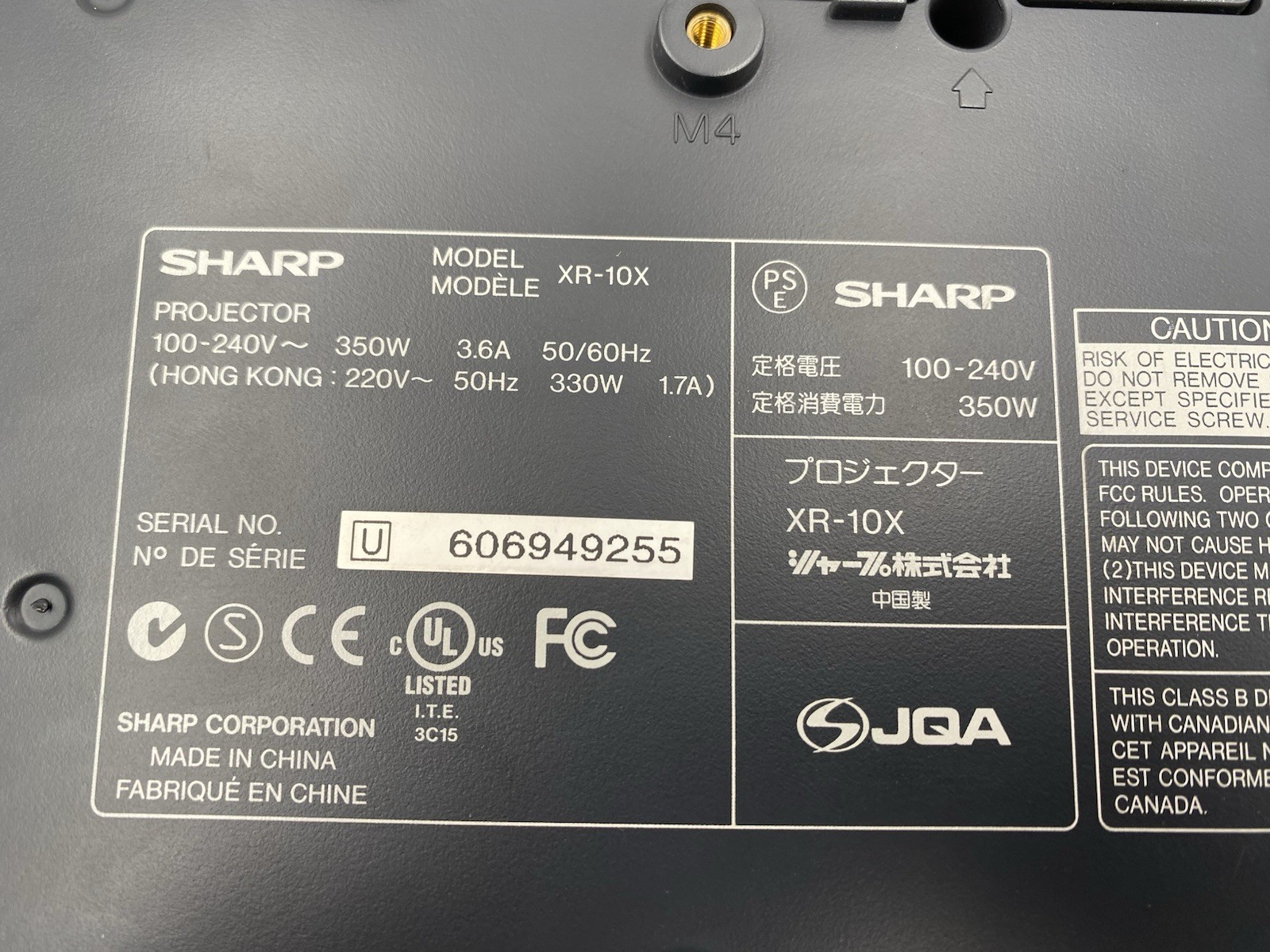 Sharp Notevision XR-10X-L XGA DLP Multimedia Projector Lamp Timer 1740Hours