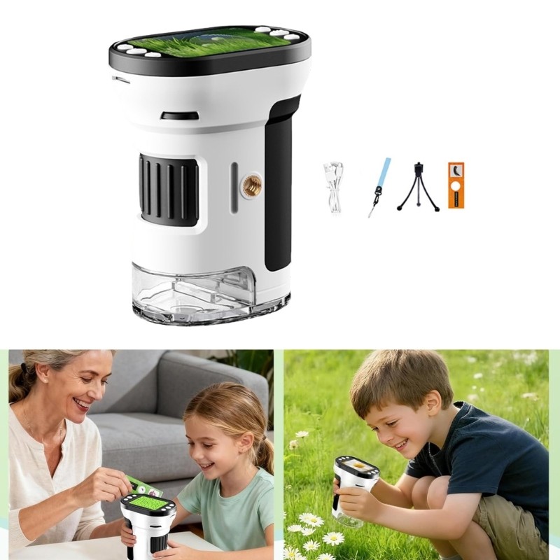 Digital Magnifier Microscope Camera 2 Color Screen LED Light For Children