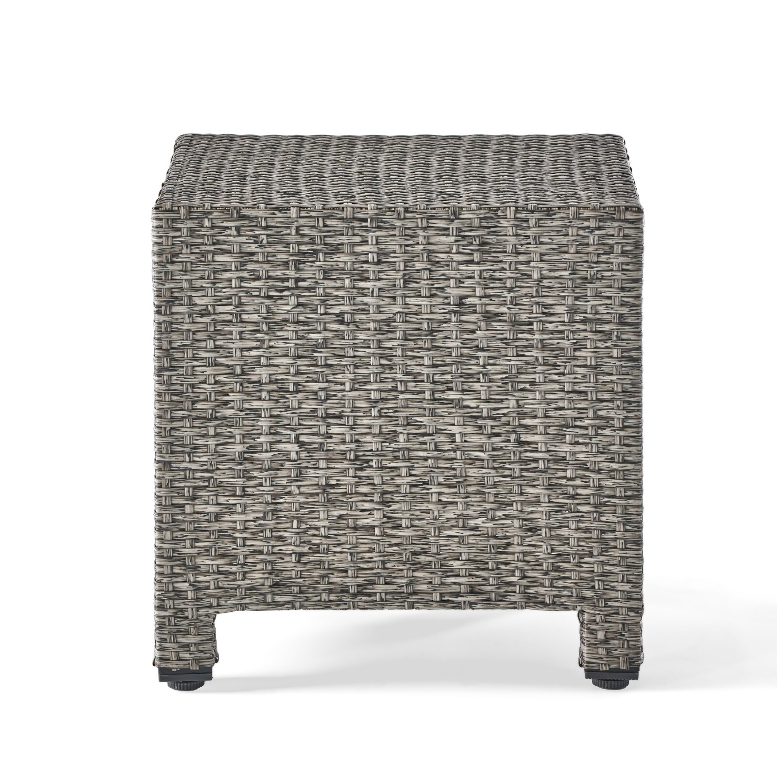 Outdoor Wicker Cube Side Table, Mixed Black