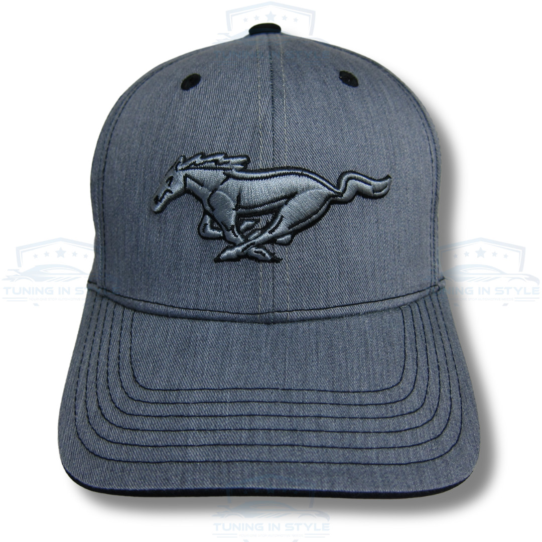 Ford Mustang Logo Car Racing Gray Baseball Cap Racing Hat Official License