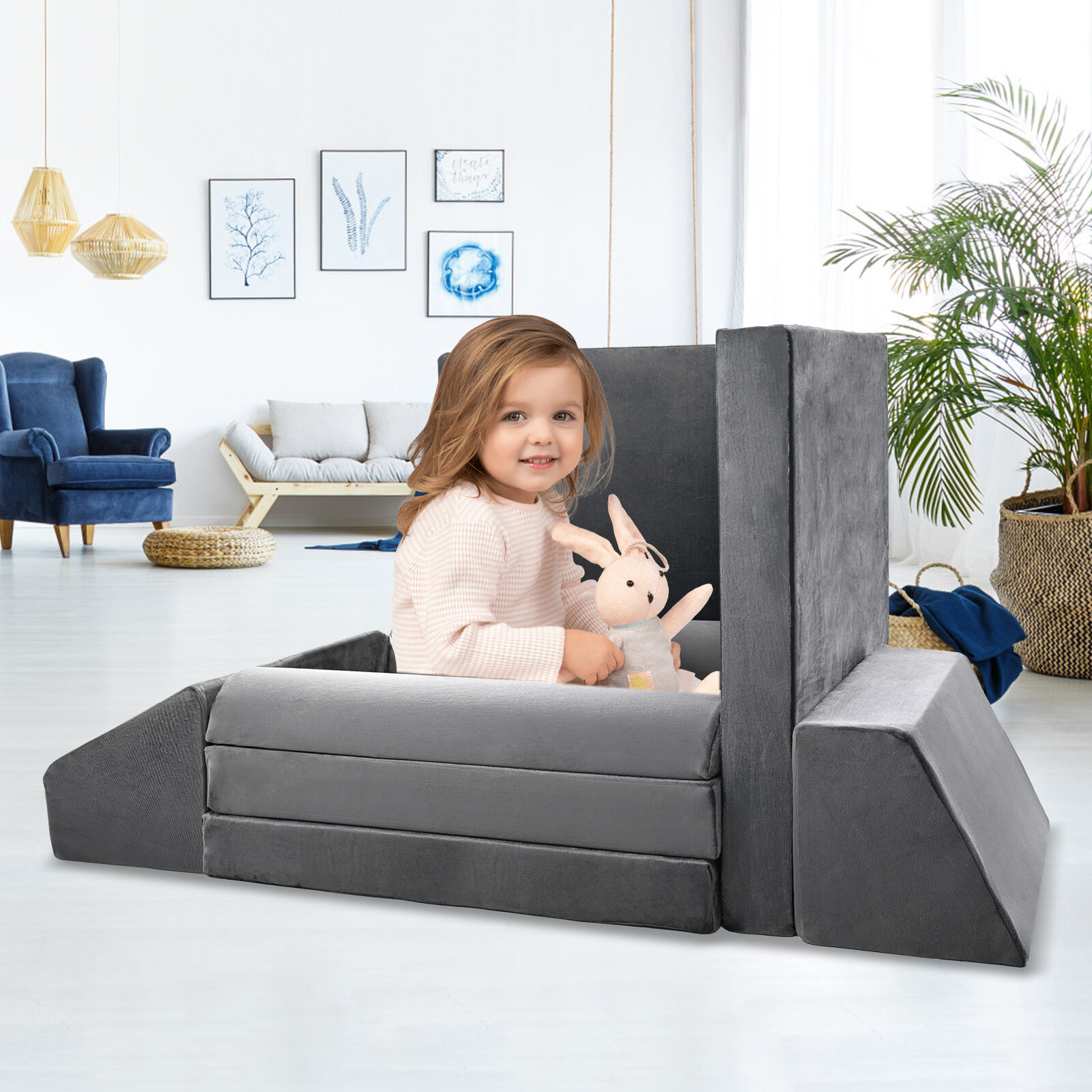Kids Couch Play Set, 10/11 PCS Modular Kids Sofa Couch Nugget Couch Playhouse