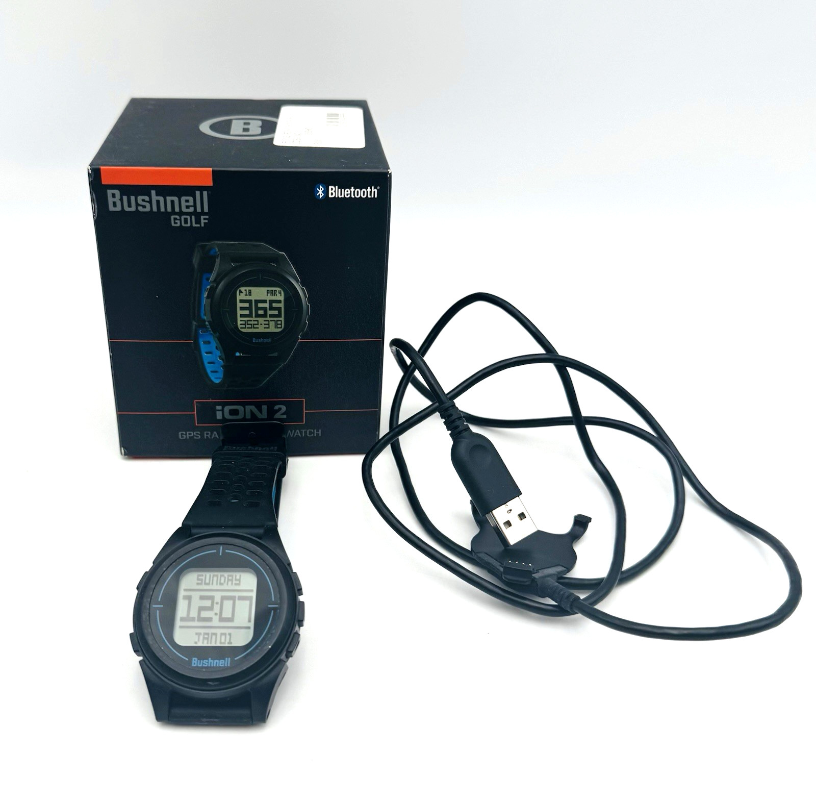 Bushnell Golf iON 2 GPS Rangefinder Watch 368850 Black & Blue w/Charger Tested