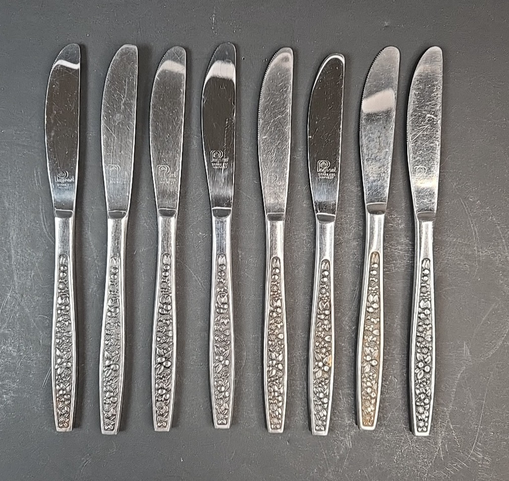 Pageant "Harvest" modern solid knives lot of 8 stainless steel black accent