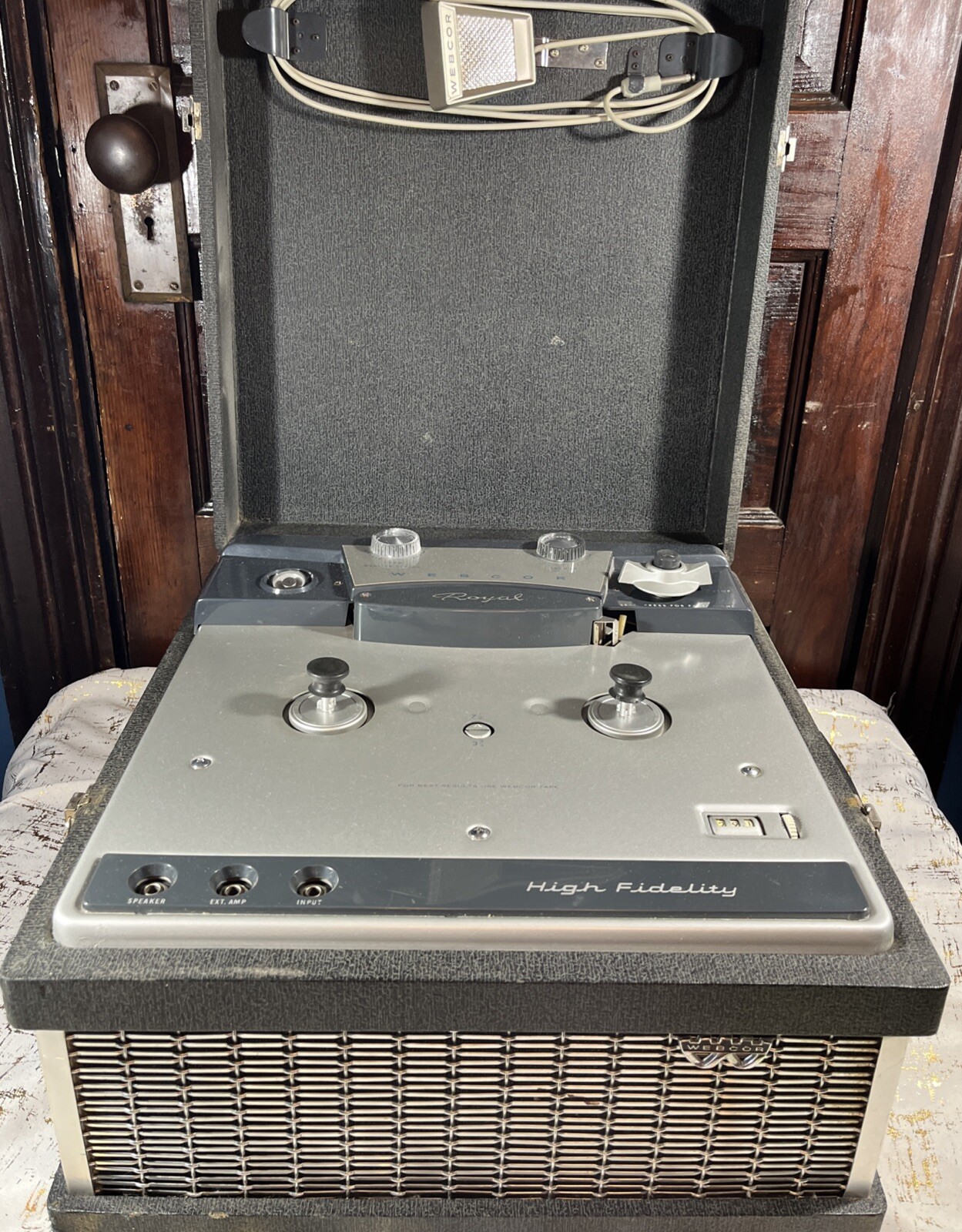 Webcor EP2911-1 Reel To Reel Player Tube Amp Microphone Audiophile VTG