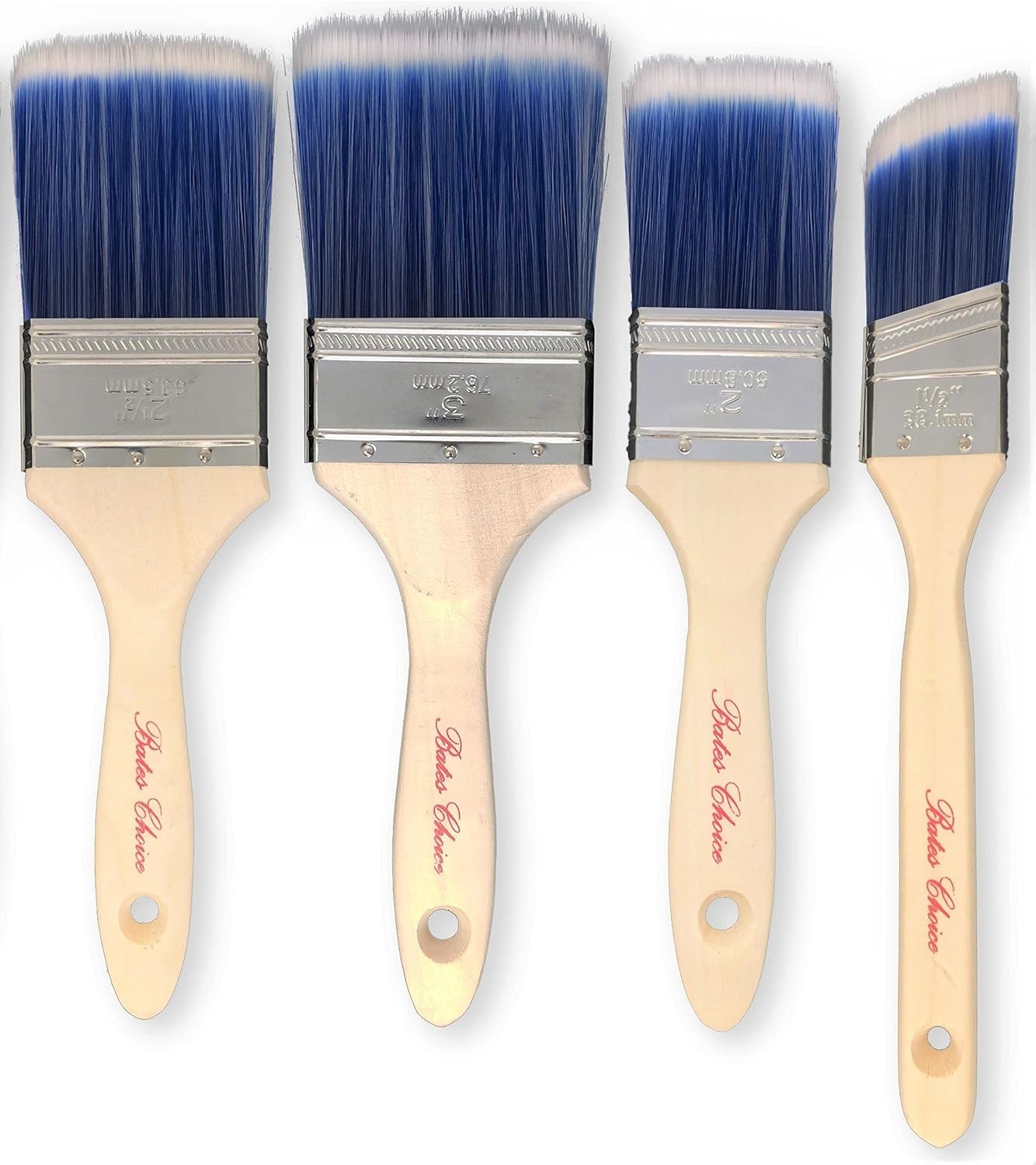 4 Pack Wall Paint Brush Set, Sizes 1.5" 2" 2.5" 3", Pro Trim & Angle Sash Brushe