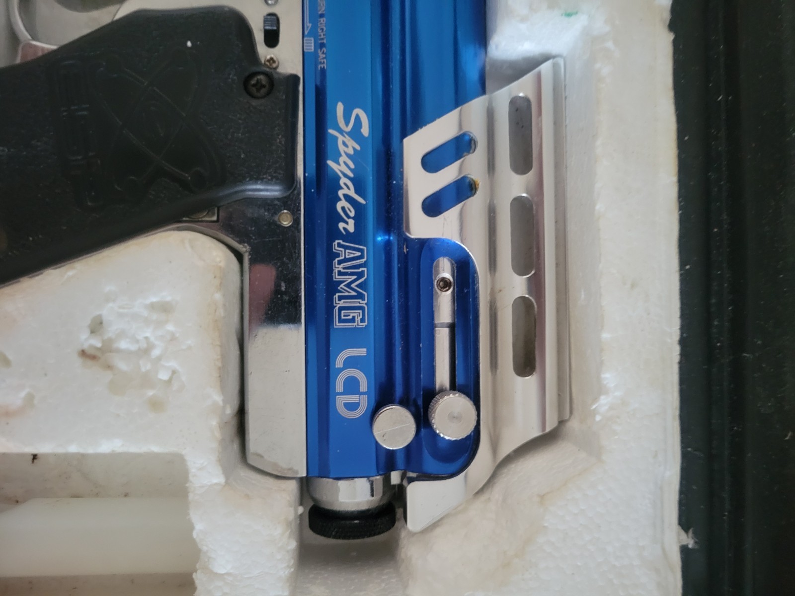 Spyder AMG Classic E Paintball Marker w/Case Blue Untested VTG Kingman