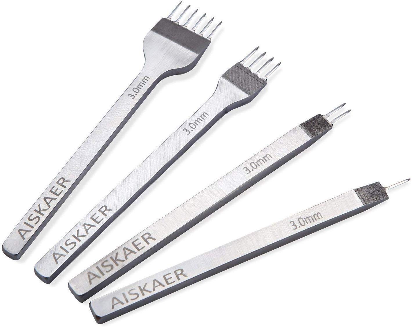 Aiskaer Leather Stitching Punch Set, Diamond Chisel Tools, 3mm 3mm, Silver