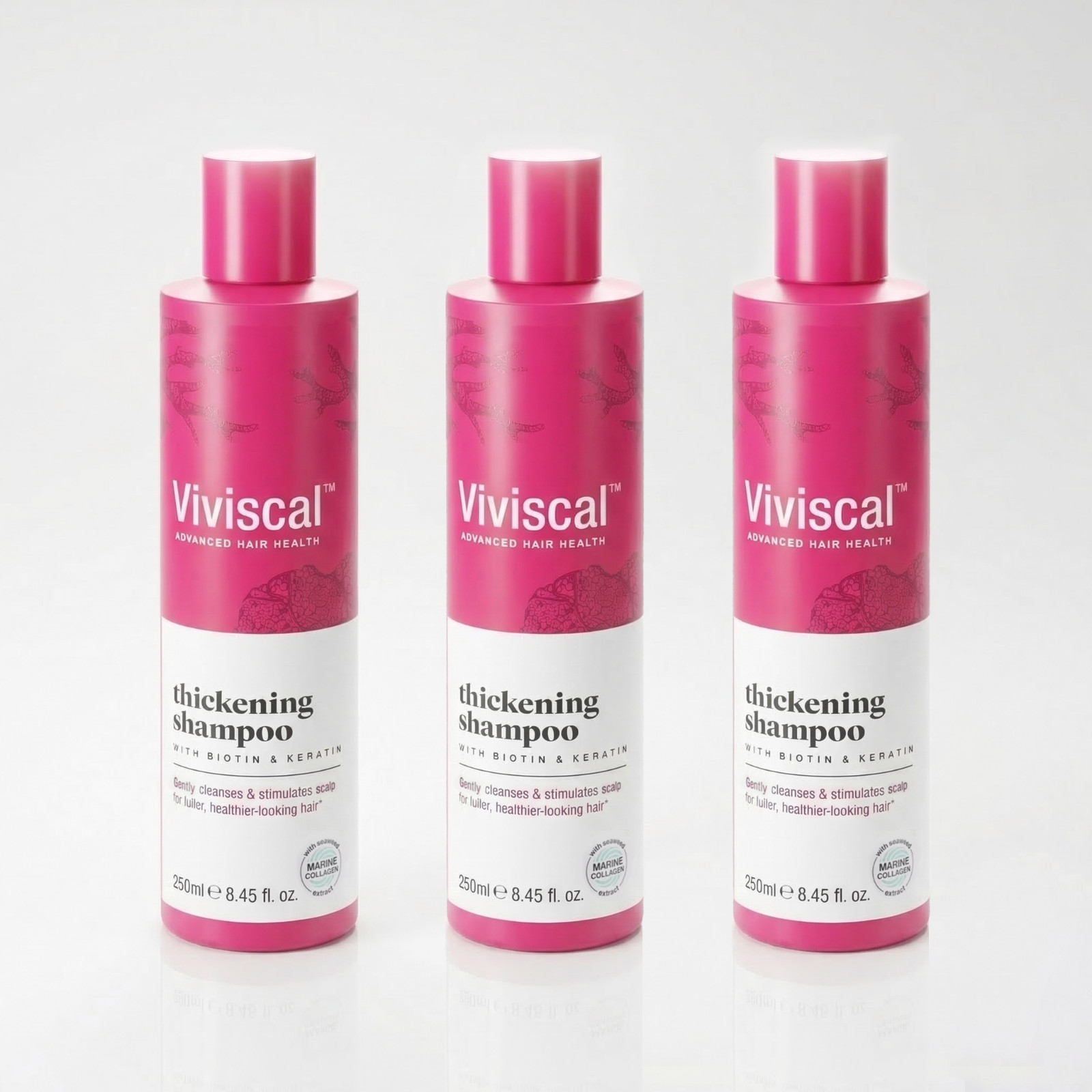 Viviscal Thickening Shampoo Pack of 3 8.45 Oz Biotin Keratin Marine Collagen