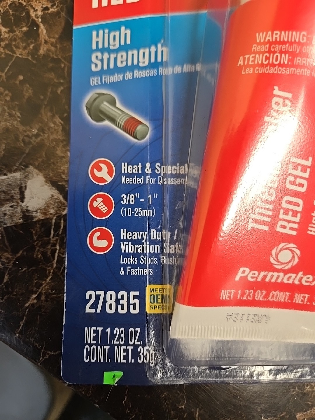 Permatex 27835 High Strength Threadlocker Red Gel, 35g