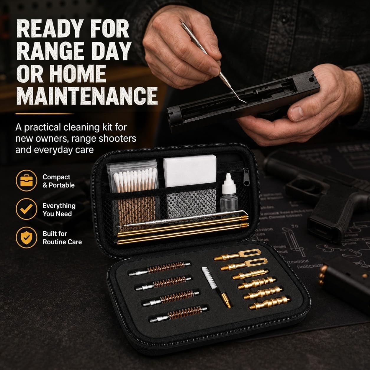 Universal Gun Cleaning Kit for .22, .357, .38, .40 & .45 Caliber