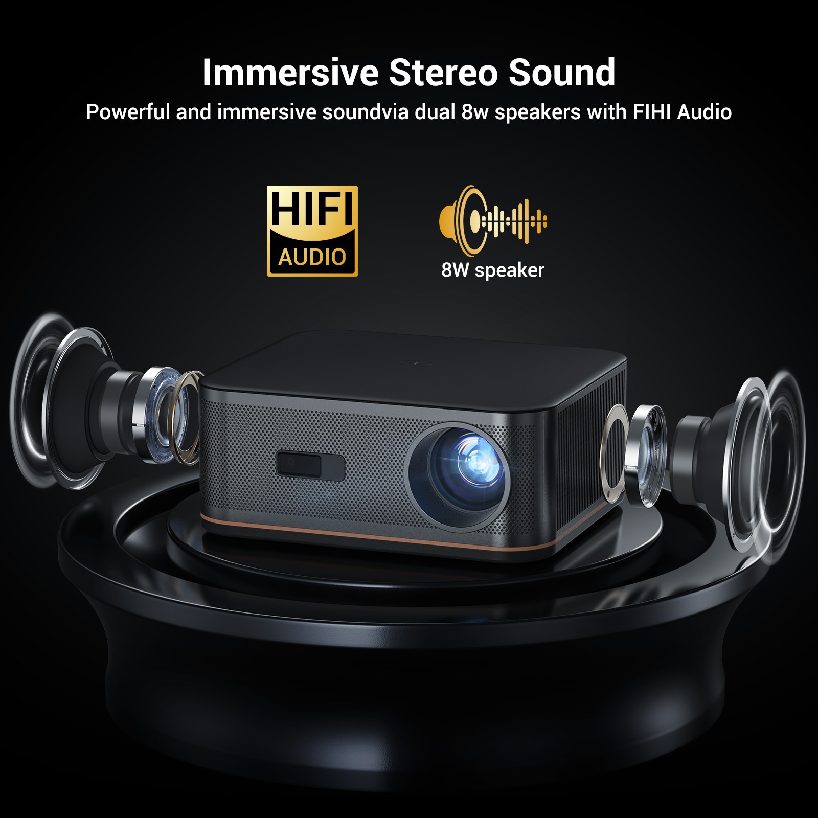 HAPPRUN 2000 ANSI 4K Decoding Projector Bundle WiFi Bluetooth Indoor/Outdoor