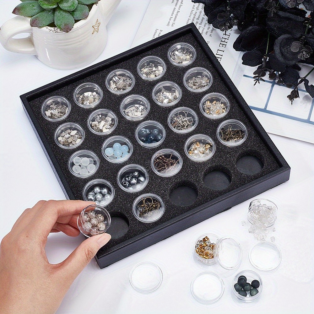 1Set 25pcs Diamond Gemstone Display Box Clear Small Round Plastic Beads