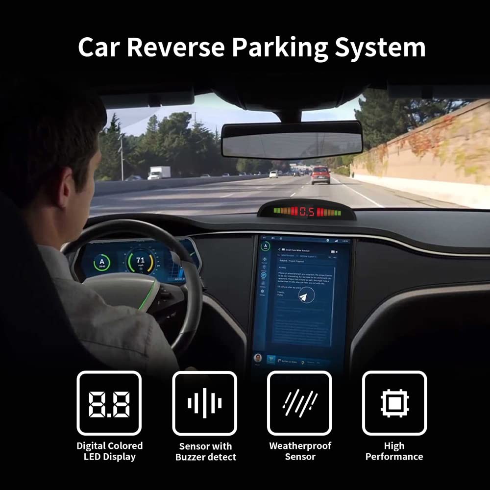 Wireless Car Parking Sensor, Reverse Radar System with 4 Parking Sensors, Wir...