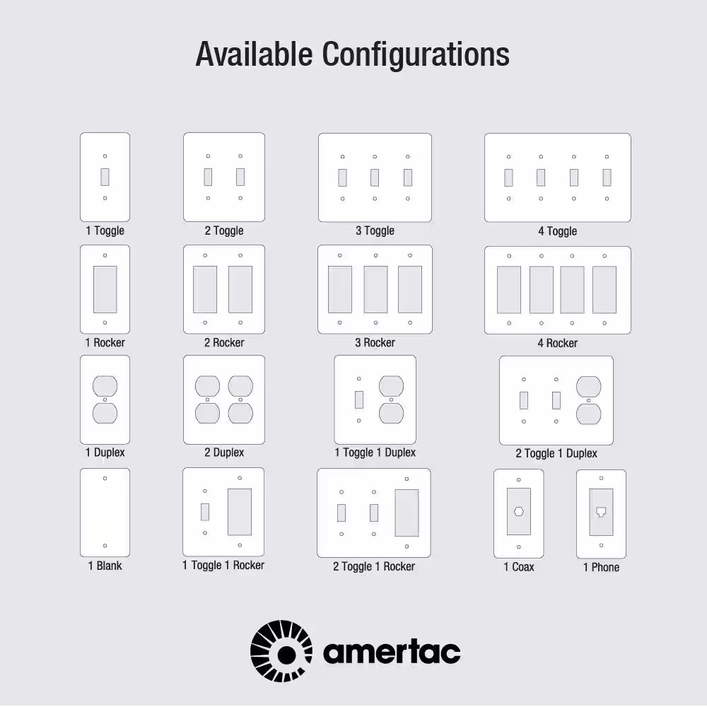 Elly 3 Gang Toggle Composite Wall Plate - White