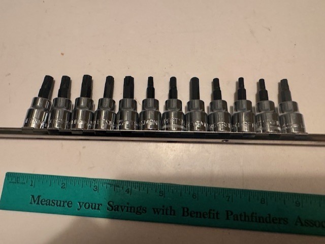 NEW Craftsman 38/" DRIVE 12 PC SOCKET BIT SET - STAR / HEX BITS + RAIL
