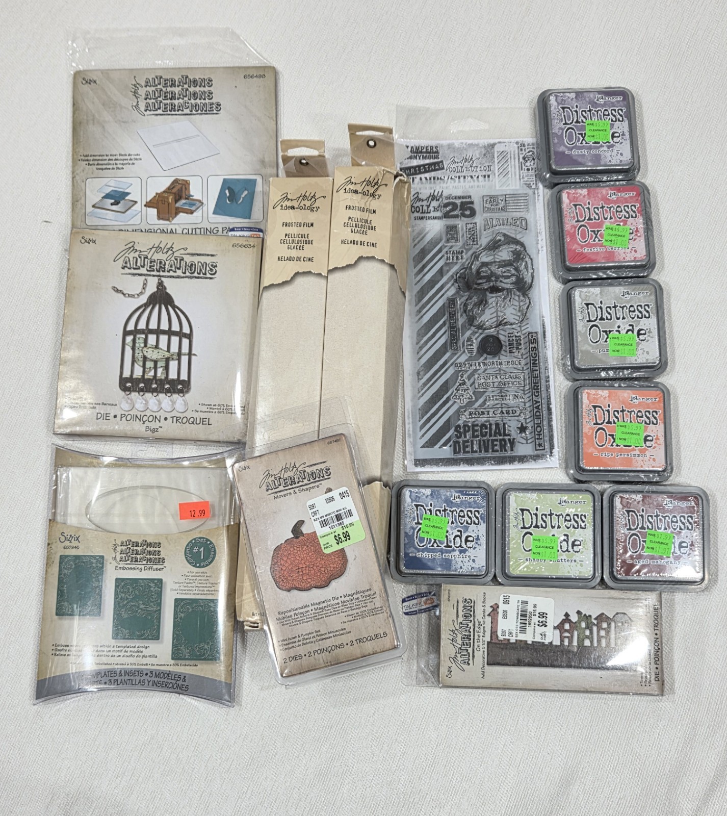 Tim Holtz Lot Sizzix Alterations Ink Pad Stamps Film 656634 657457 616919 656498