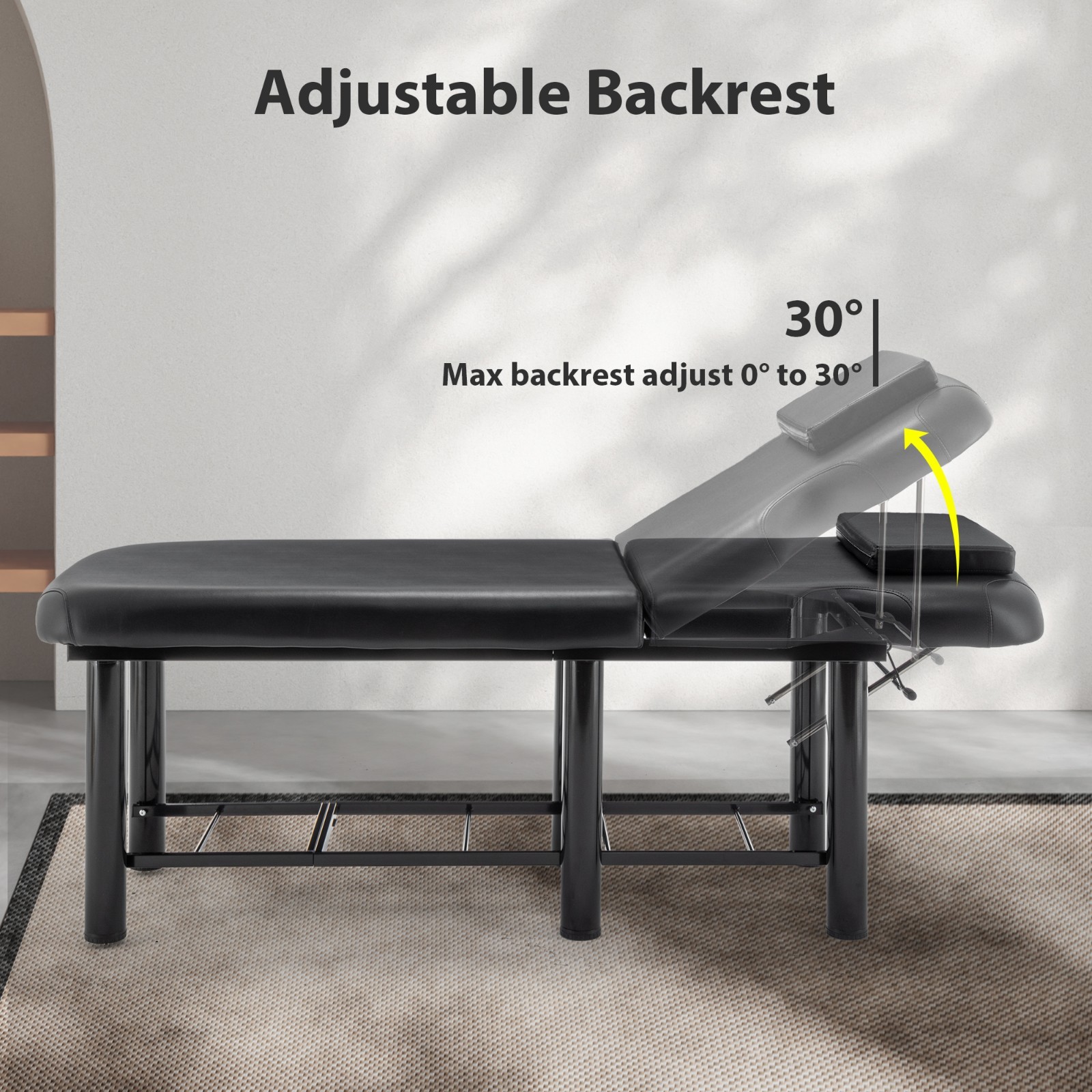 Professional Massage Table with Memory Foam, Adjustable Backrest & Headrest