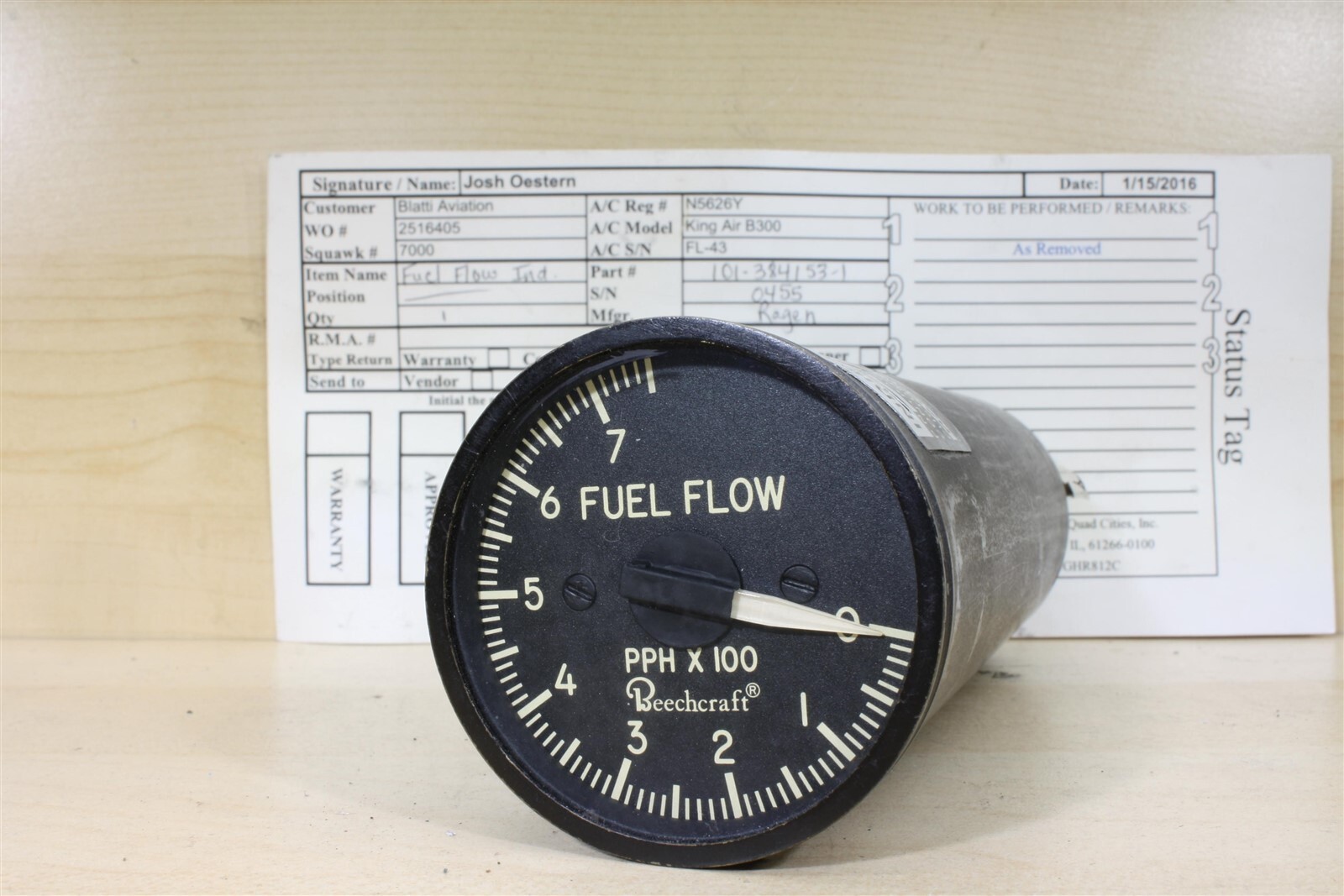 Beech King Air Fuel Flow Indicator 101-384153-1 Ragen 83-124-1