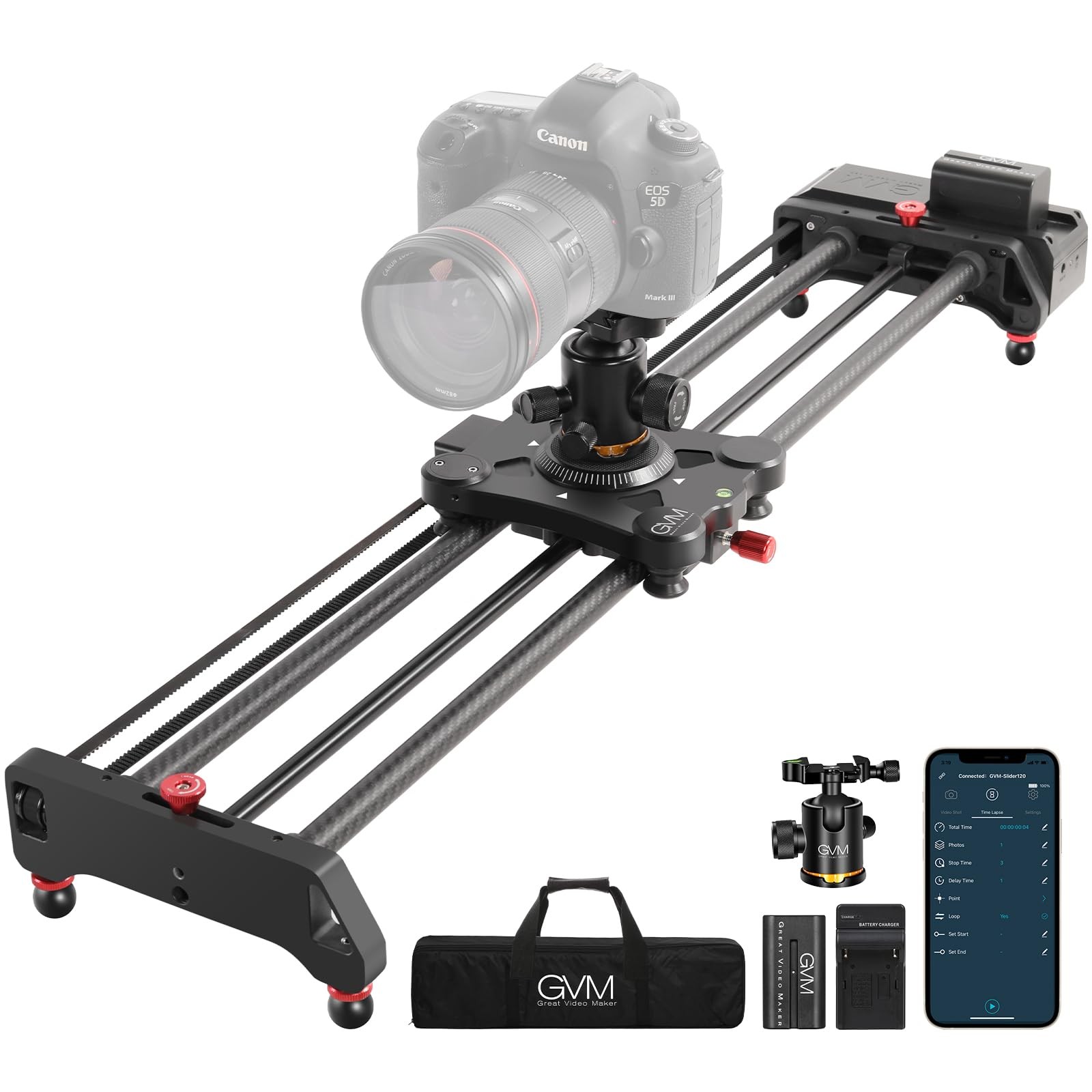 GVM Motorized Camera Slider,31" Wireless Carbon Fiber Dolly Rail Camera