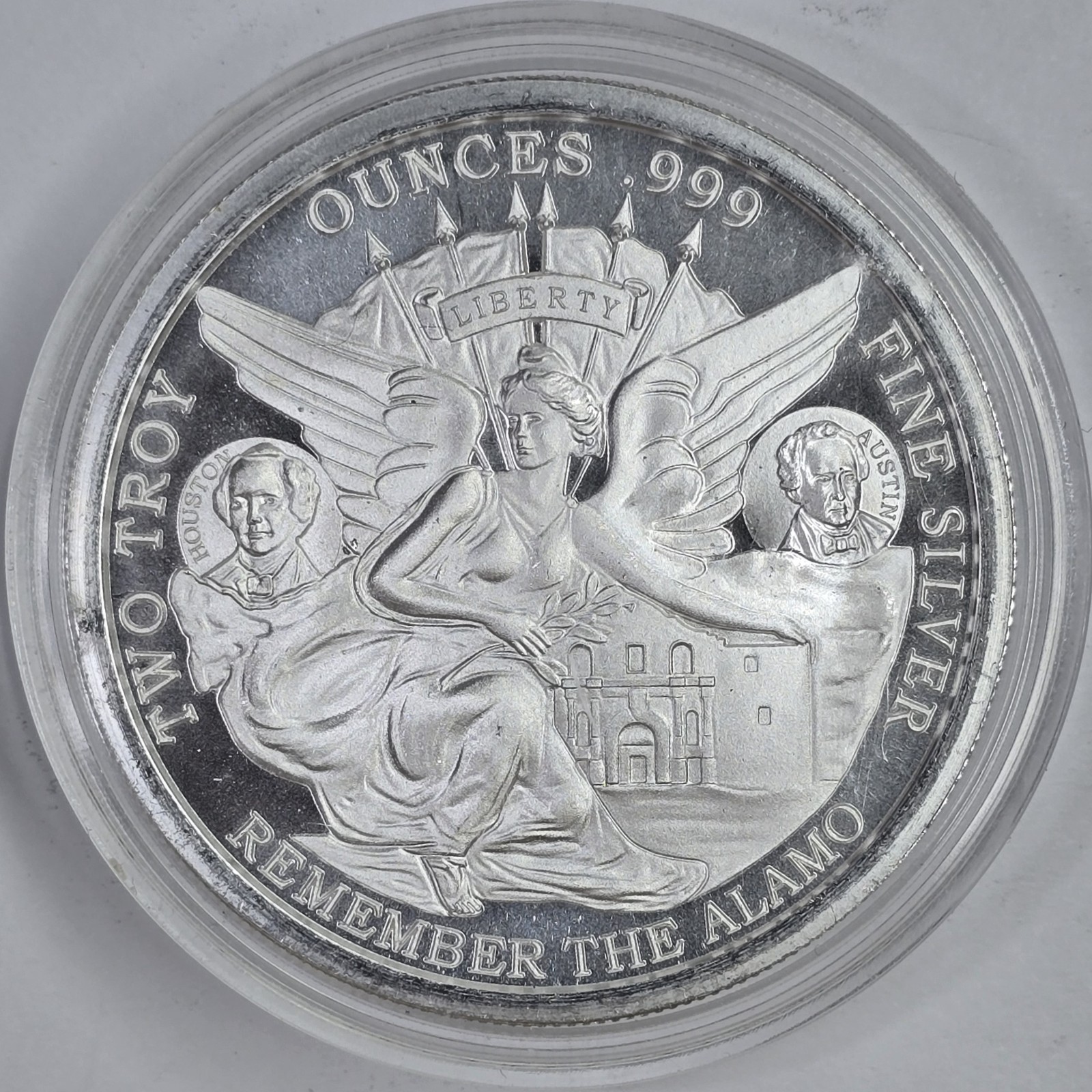2024 2oz .999 Texas Commemorative Remember The Alamo Round in a Capsule