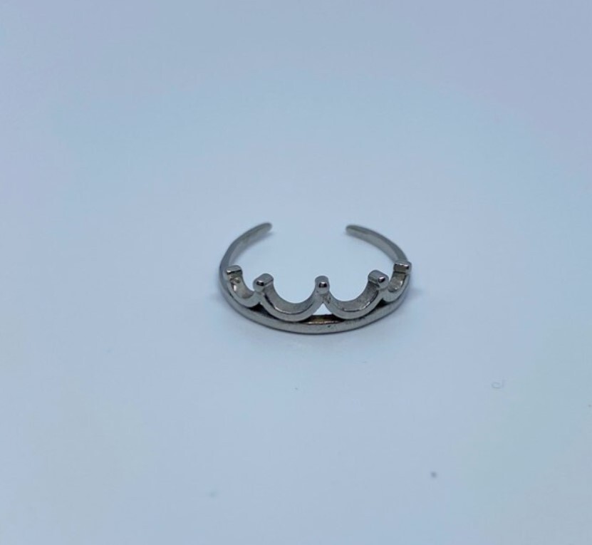 Solid Metal Gift For Women's Adjustable Queen Toe Ring White Gold Plated Silver