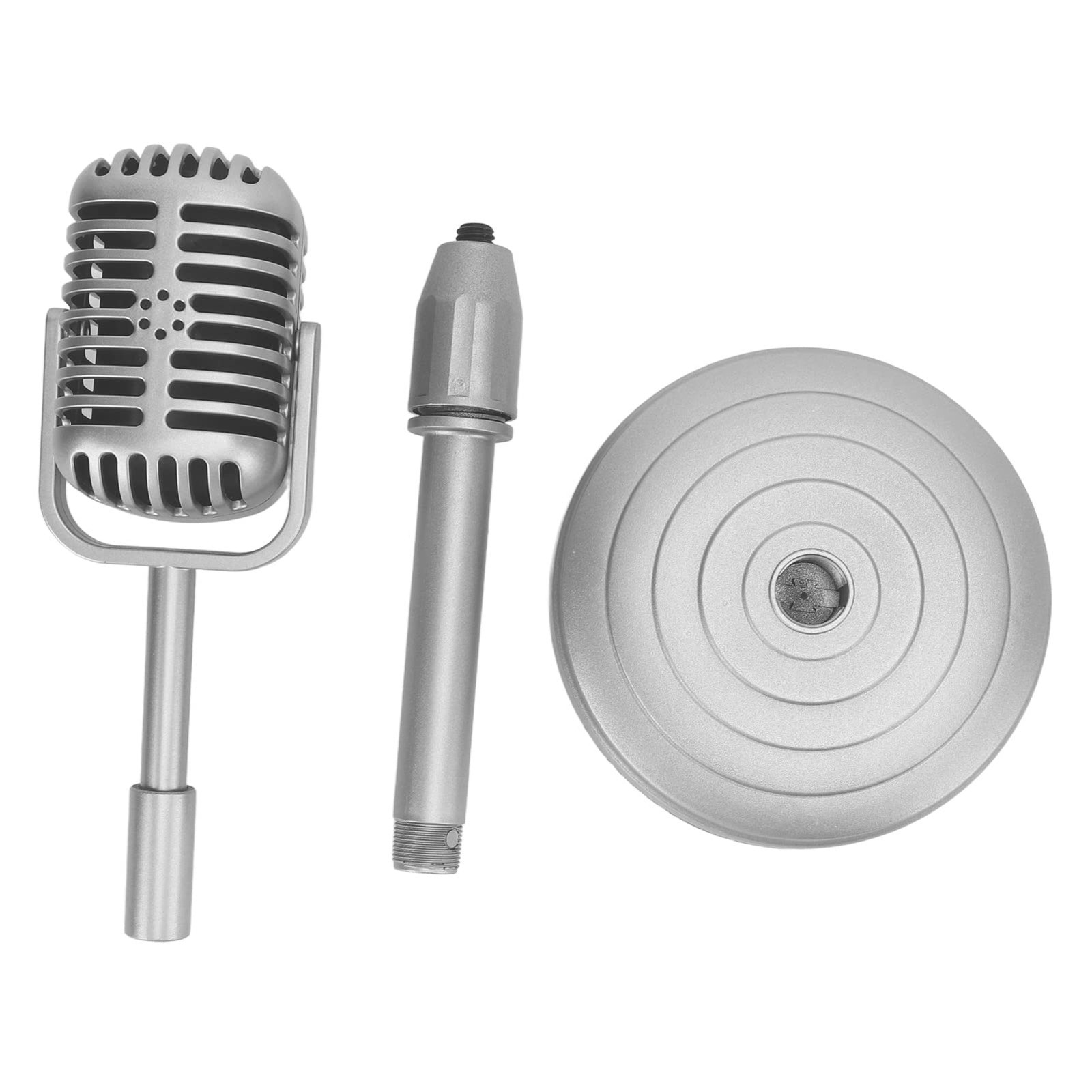 Vintage Microphone Prop Model with Adjustable Stand, Old Fashioned Desktop Mi...