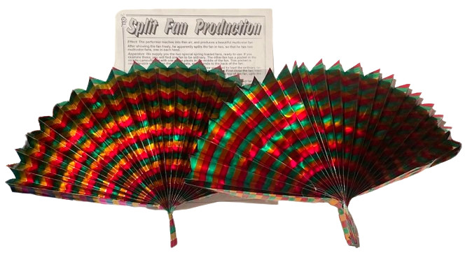 SPLIT FAN PRODUCTION 2 Spring Mylar Magic Trick Stage Appearing Pop Open Into 2
