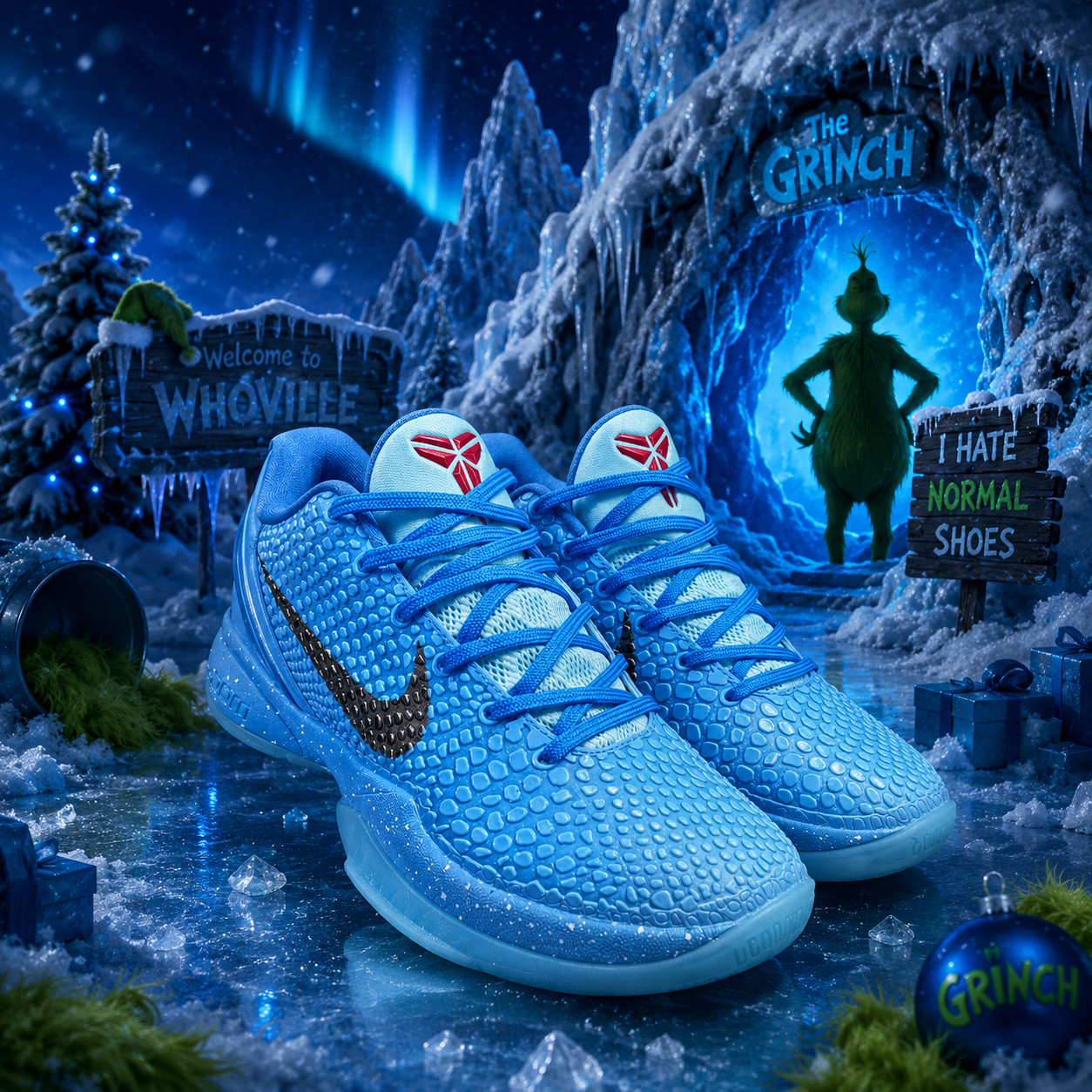 Kobe 6 Protro Blue Ice Grinch Sport Men's Size US 7-12