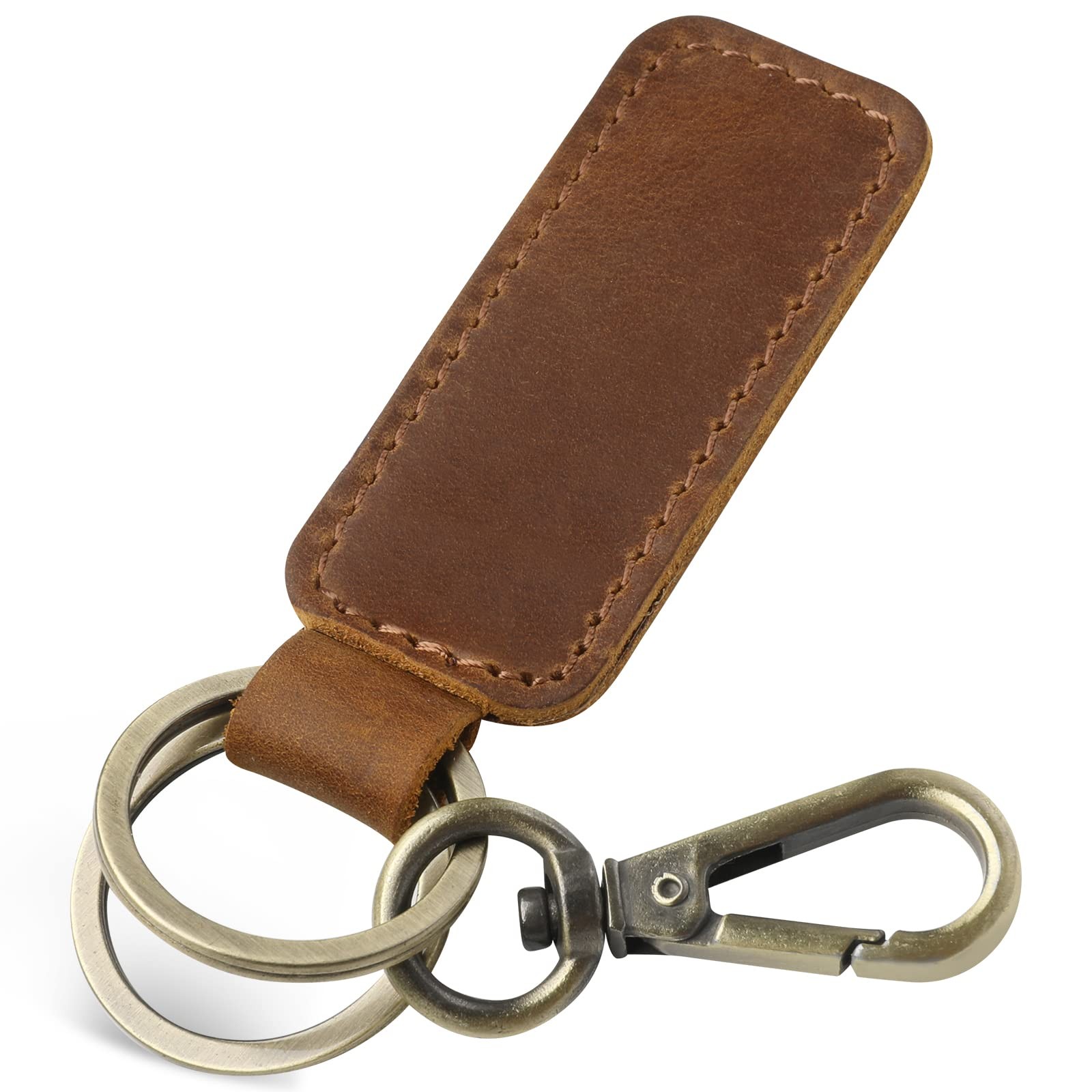 Genuine Leather Car Keychain, Universal Key Fob Keychain, Leather Key Chain H...