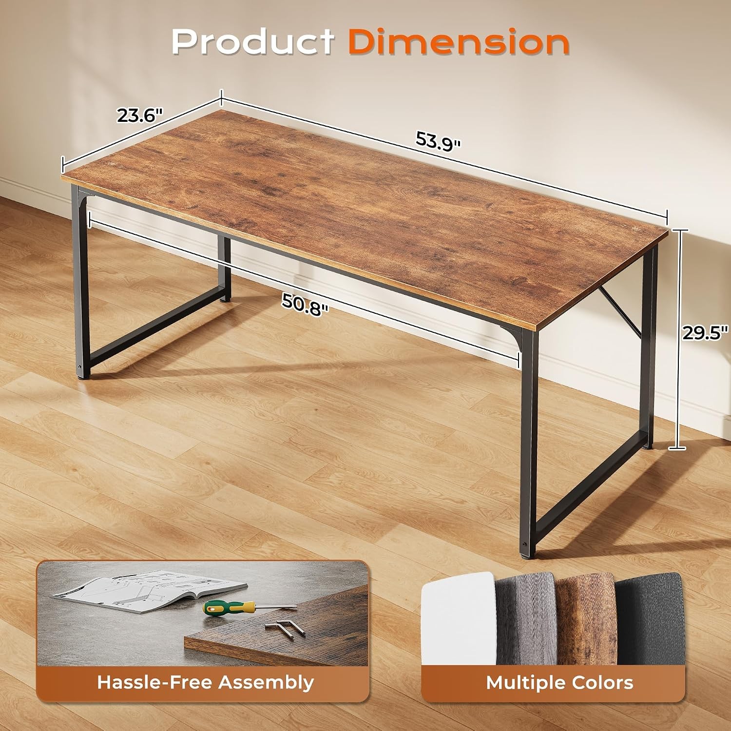 55 X 24 Inch Computer Desk with Deeper Desktop, Gaming Office Writing Work
