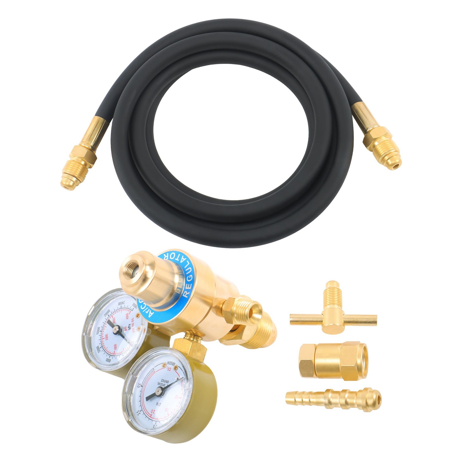 Industrial Argon Regulator & Flowmeter Gauges for MIG & TIG Welder + 5FT Hose