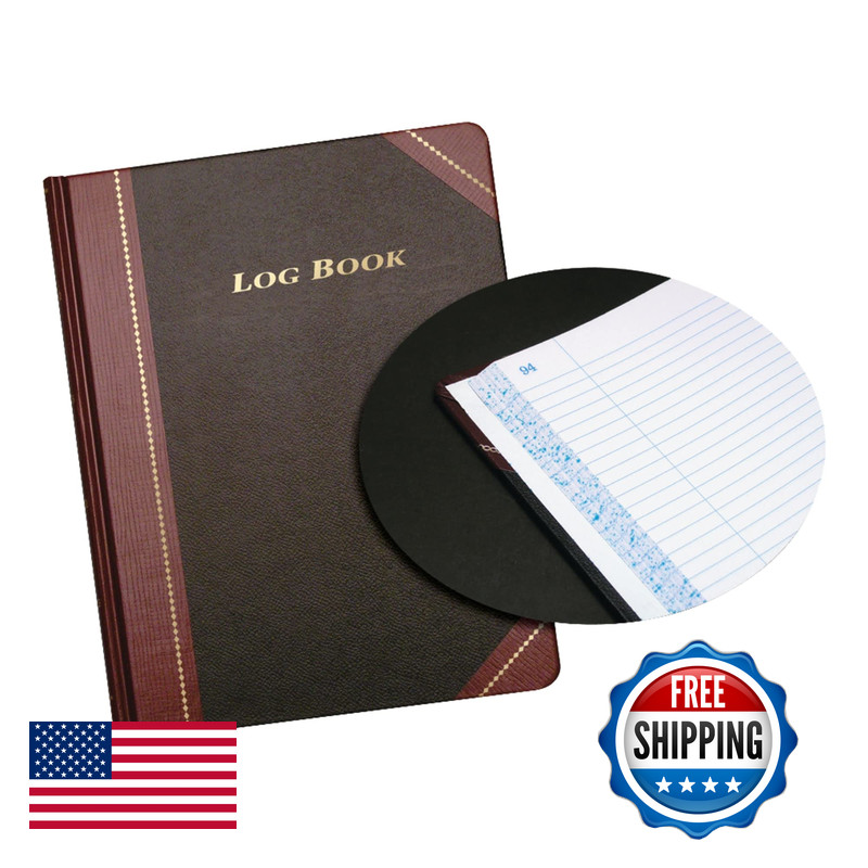 Adams Log Book 8.13 X 10.38 Inches Black Covers Maroon Spine 150 Pages Arb810L15