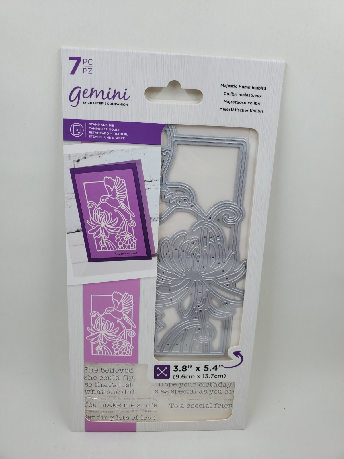 CSD1 Crafters Companion Majestic Hummingbird Decorative Outline Stamp And Dies