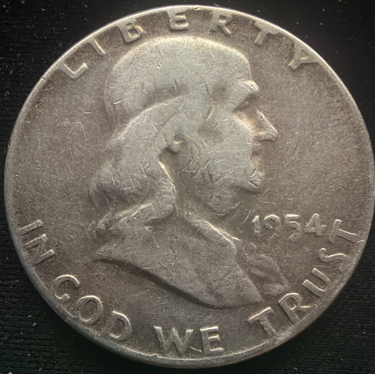 Franklin Half Dollar 1954 P Philadelphia 50C Business Strike 90% Silver AU #R23