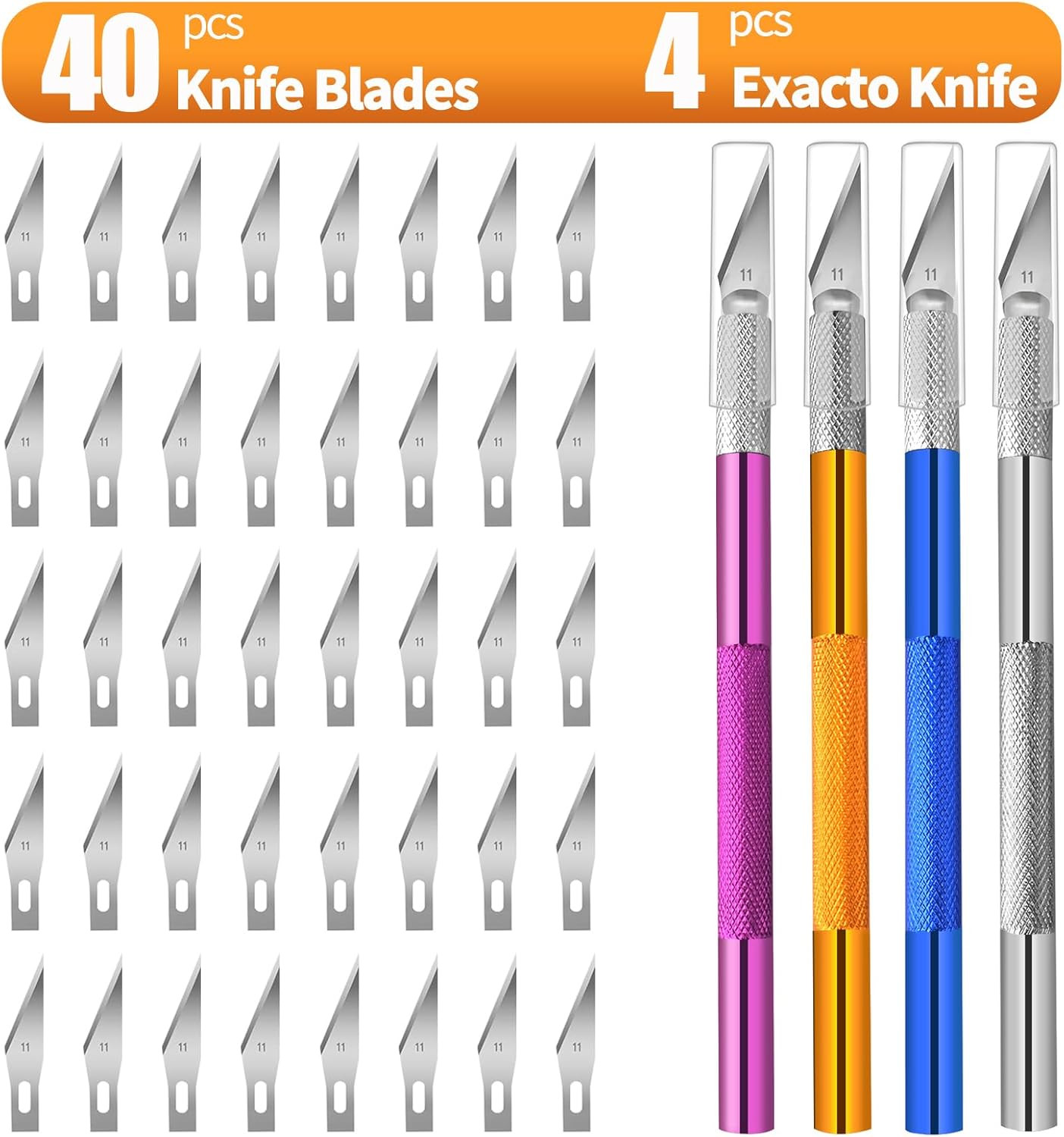 4PCS Exacto Knife, Hobby Knife Craft Knifes with 40PCS Spare Exacto Knife Blades