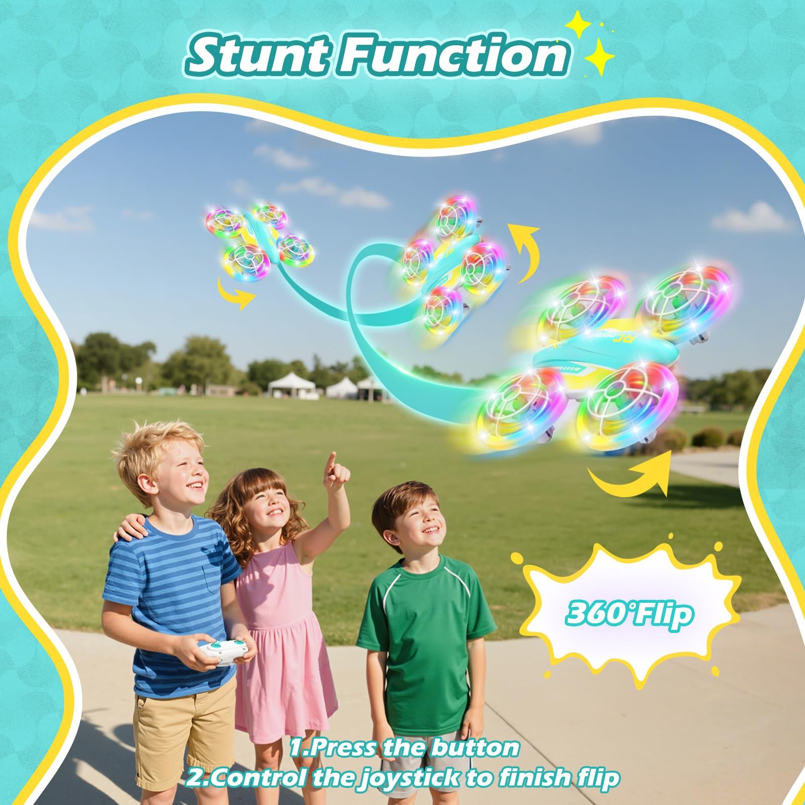 FUNPX LED RC Drone for Kids 6+, Christmas 3.2 x 5.3 x inches, Blue Yellow