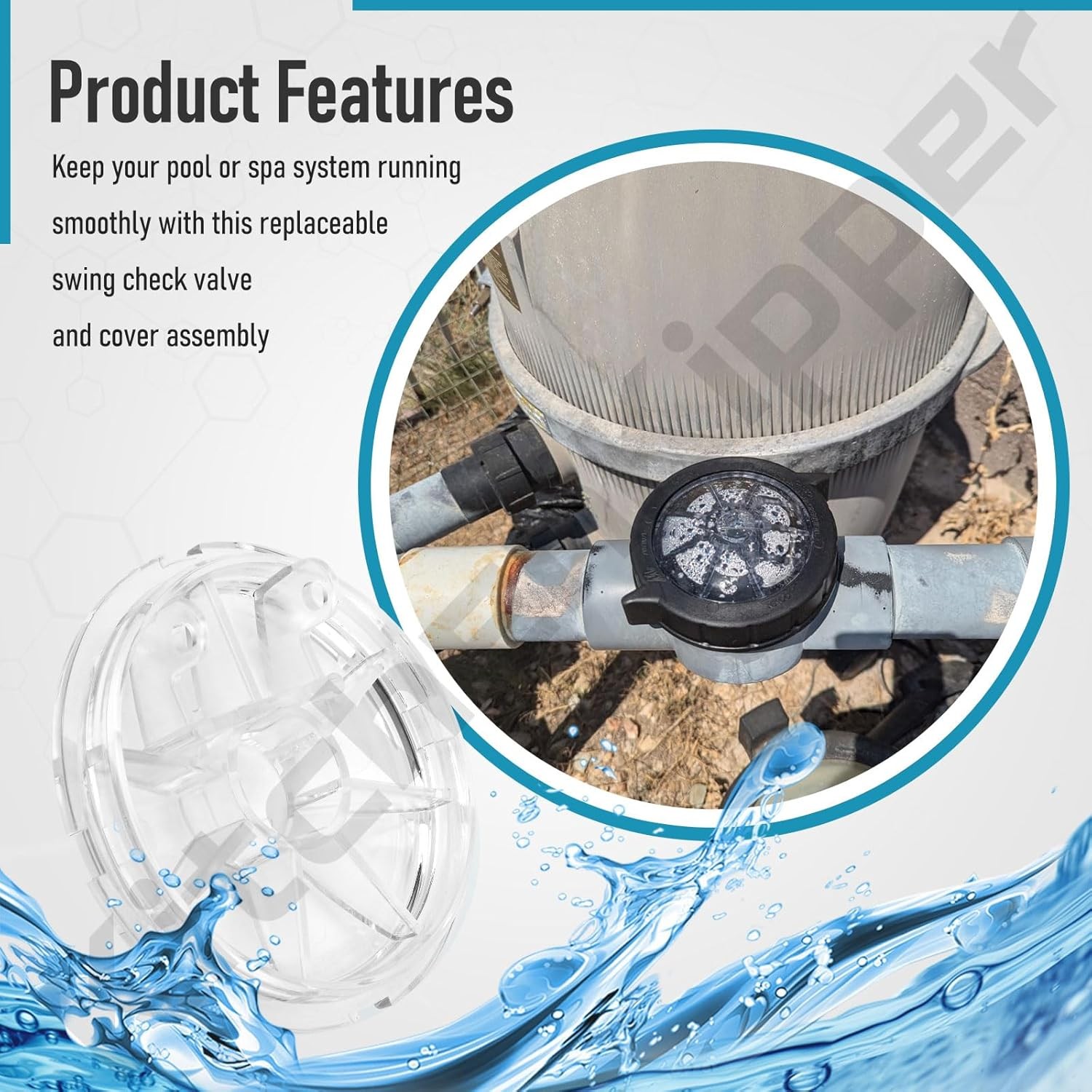 FOR WATERWAY 600-7300 TRUSEAL CHECK VALVE LID COVER TOP WITH O-RING 600-7300B W