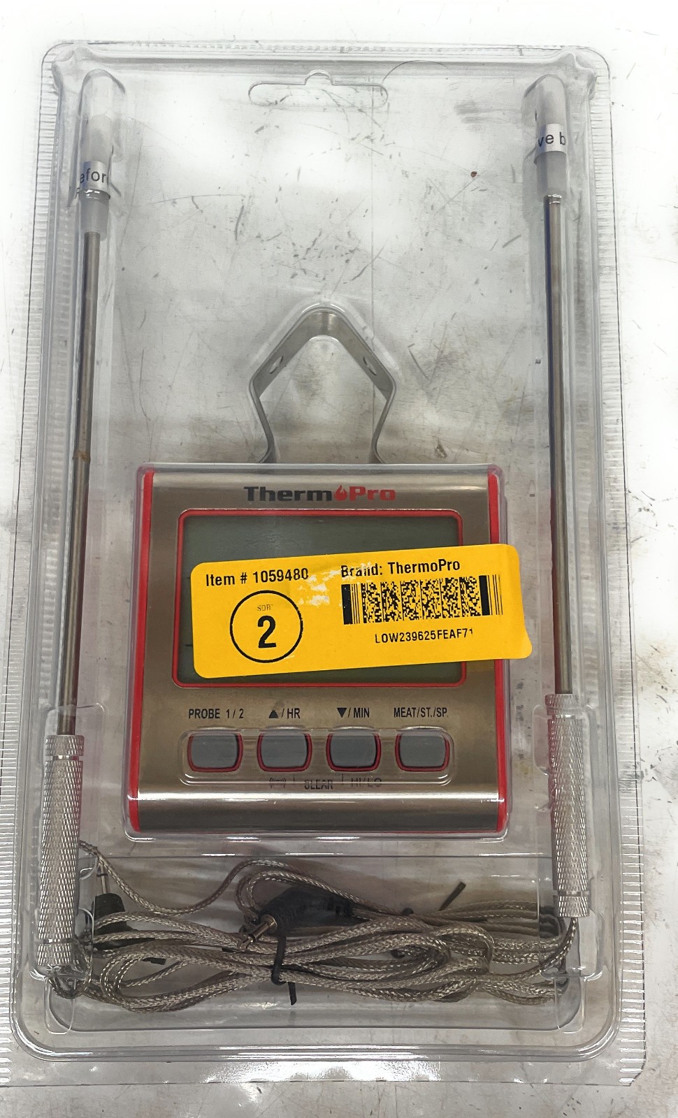 ThermoPro Dual-Probe Digital Meat Thermometer, Red/Silver, TP17W