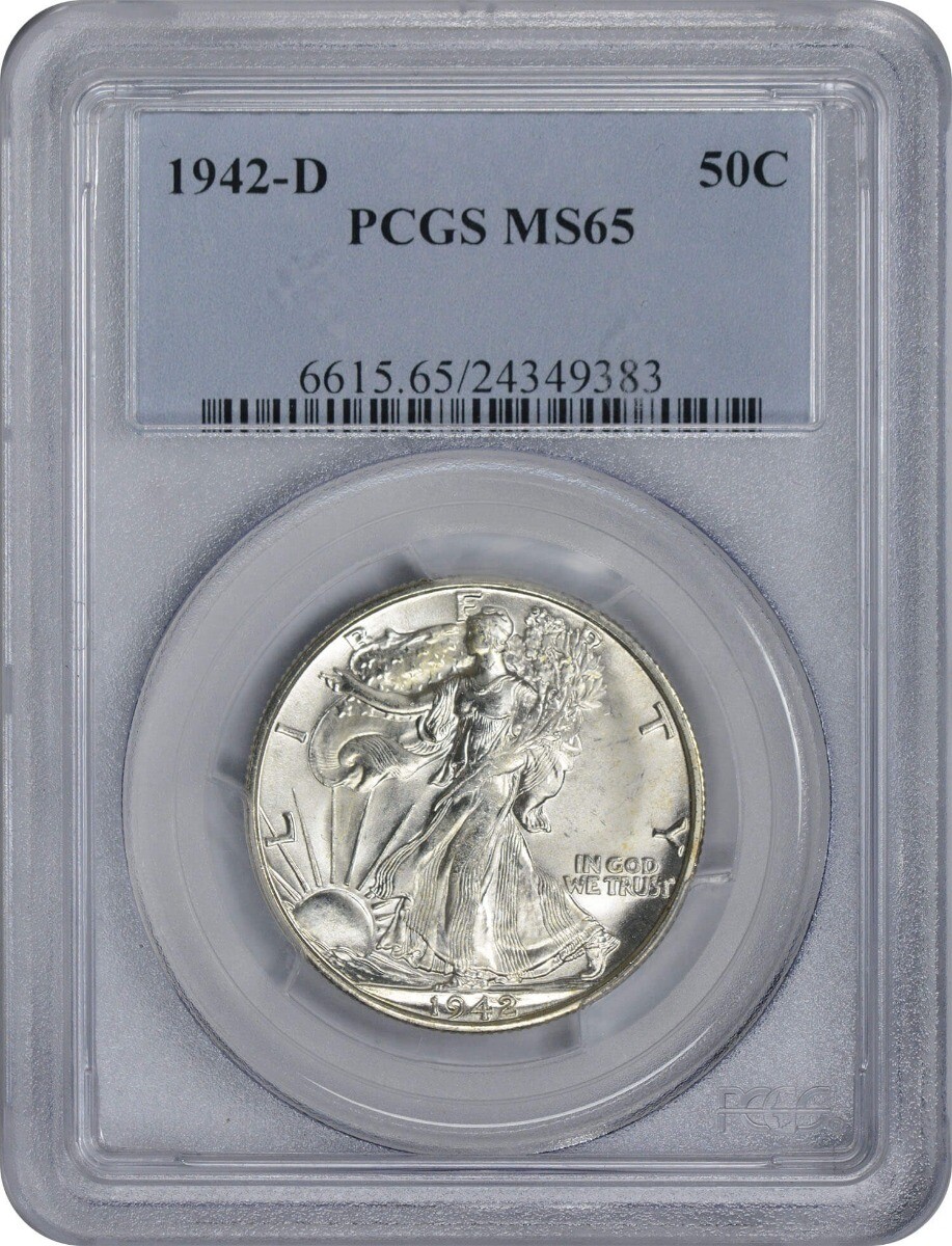 1942-D Walking Liberty Silver Half Dollar MS65 PCGS