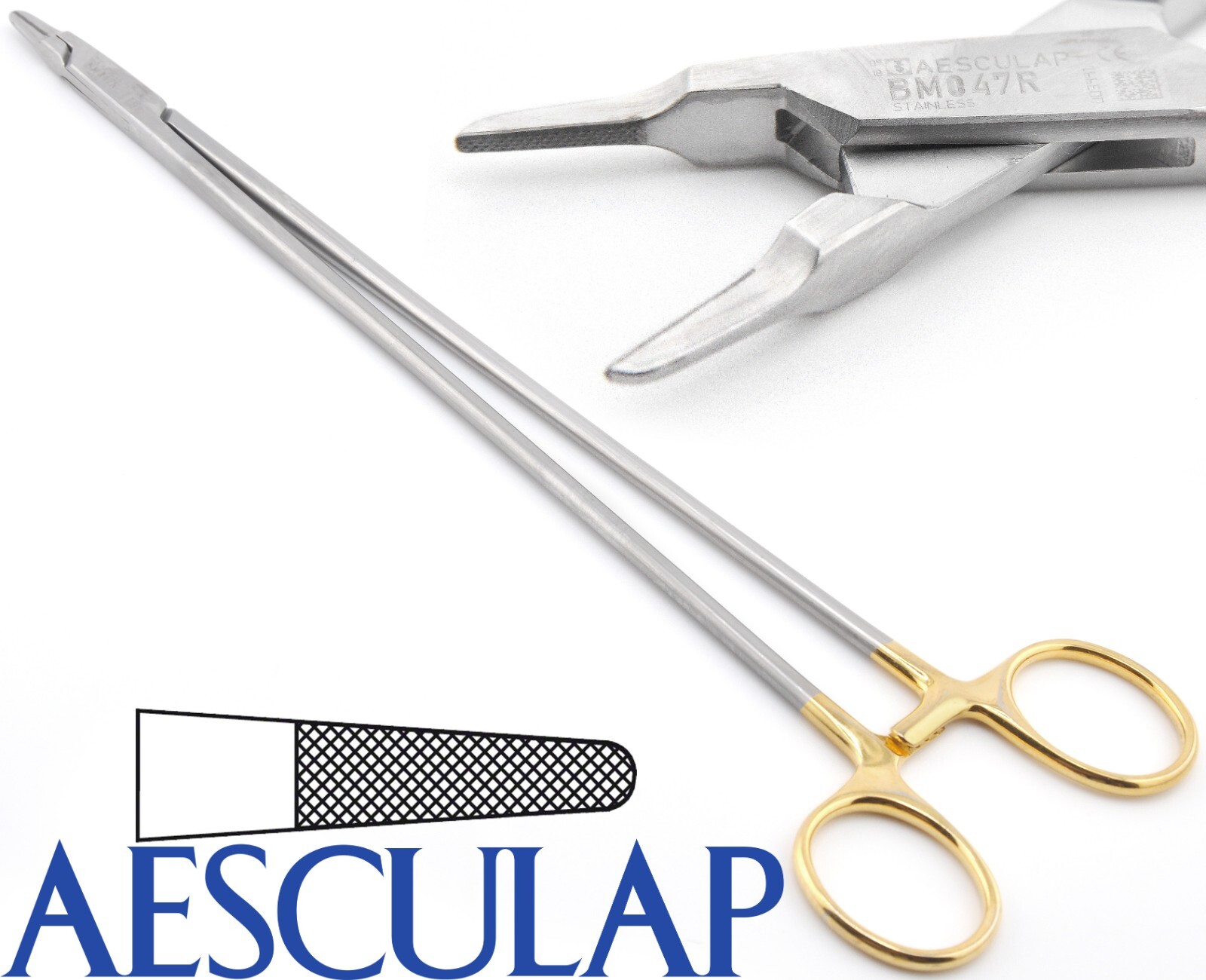 AESCULAP BM047R Durogrip Ryder SERR TC Tungsten Carb-Bite Needle Holder 10.5"